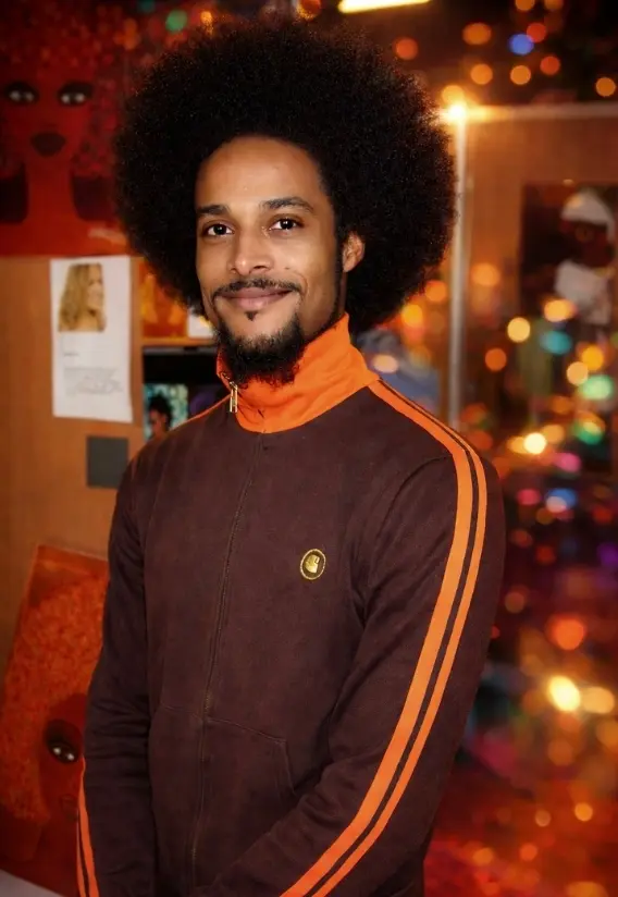 Homme souriant en afro